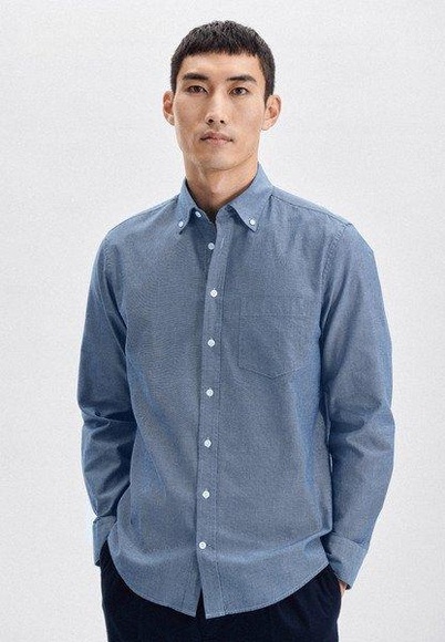 Oxfordhemd Regular Fit Langarm Uni Herren Hellblau S/M