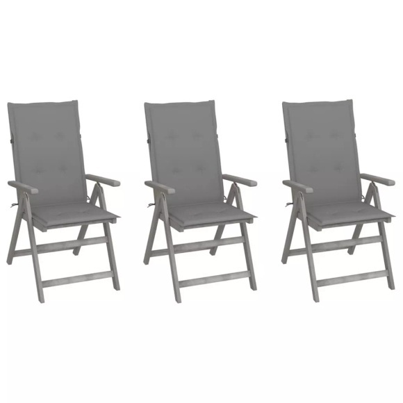 vidaXL Verstellbare Gartenstühle 3 Stk. mit Auflagen Massivholz Akazie