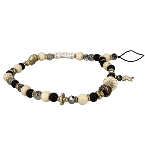Handyschmuck Love Schwarz, Weiß, Gold