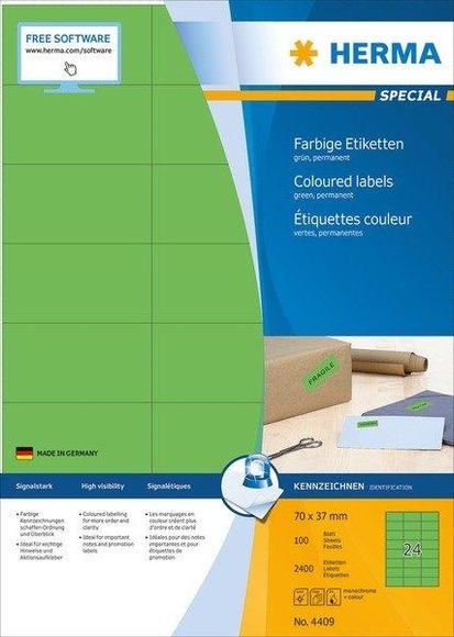Hema HERMA Etiketten A4 grün 70x37 mm Papier matt 2400 St.