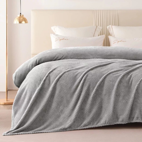 Alopini - Kuscheldecke Superweiche und warme Fleecedecke für Sofa, Couch Bett mit Waffelmuster, kuschelige & gemütliche Decke, One Size, Grau