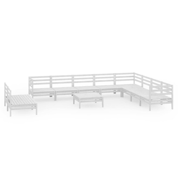vidaXL 11-tlg. Garten-Lounge-Set Massivholz Kiefer Weiß