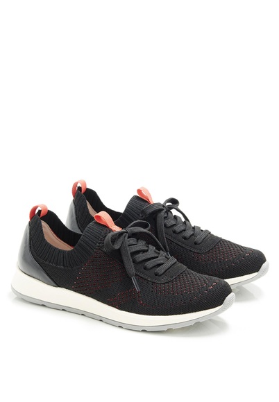 Schnürschuh Aus Dehnbarem Canvas, Amortyl. Unisex Schwarz 36