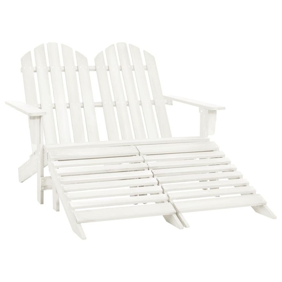 vidaXL 2-Sitzer Adirondack-Gartenbank mit Fußstütze Tannenholz Weiß