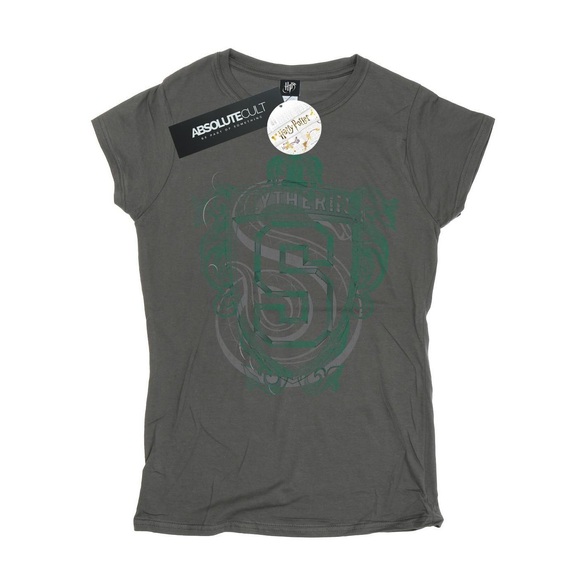 Slytherin Serpent Crest Baumwolltshirt Damen Charcoal Black S