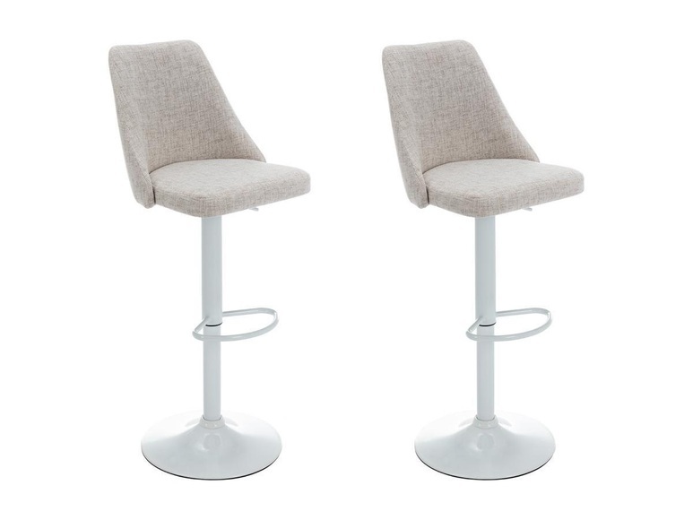 Barhocker 2er-set - Stoff & Metall - Weiß - Kiyola Unisex Beige ONE SIZE