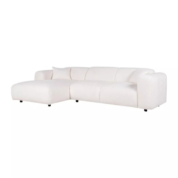 Großer Ecksofa - Ecke links - Bouclé-Stoff - Weiß - POGNI Großer Ecksofa - Ecke links - Bouclé-Stoff - Weiß - POGNI