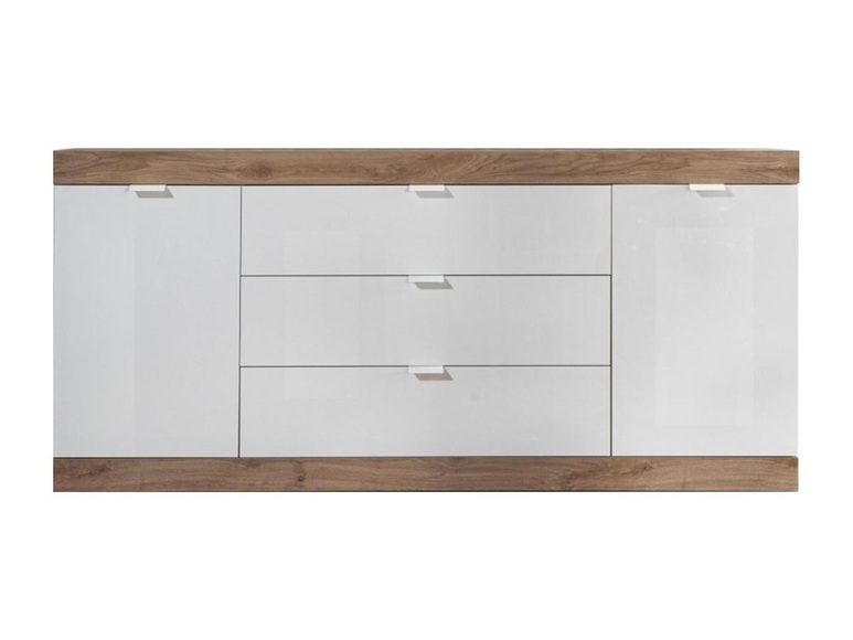 Sideboard mit 2 Türen & 3 Schubladen - Naturfarben & Weiß lackiert - EVOLIA Sideboard mit 2 Türen & 3 Schubladen - Naturfarben & Weiß lackiert - EVOLIA