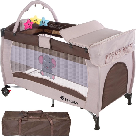 Kinderreisebett Elefant Mit Wickelauflage Unisex Braun 75 CM
