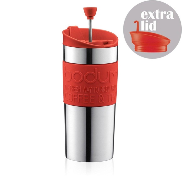 Kaffeebereiter mit extra Trinkaufsatz TRAVEL PRESS SET 0.35 L Rot Kaffeebereiter mit extra Trinkaufsatz TRAVEL PRESS SET 0.35 L Rot