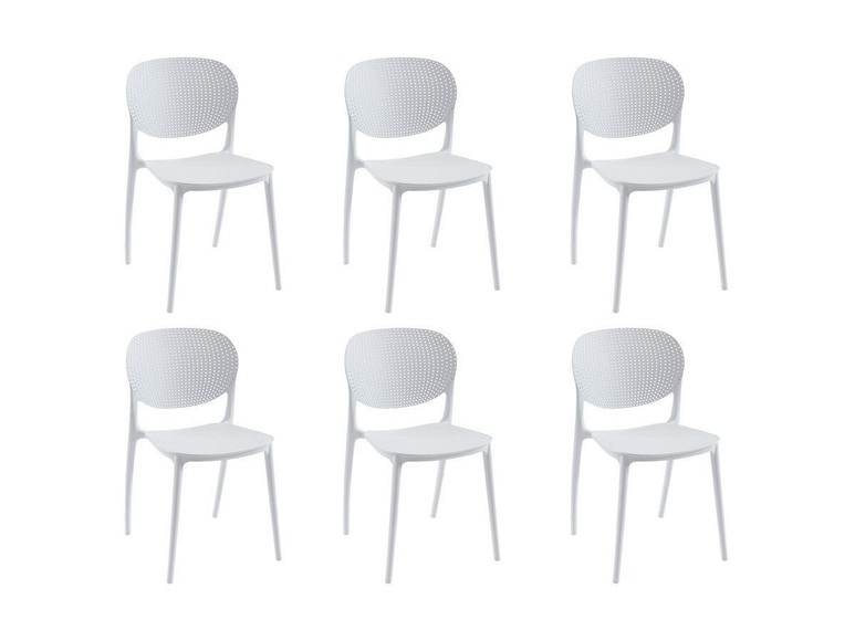 Stuhl stappelbar 6er-Set - Polypropylen - Weiß - CARETANE Stuhl stappelbar 6er-Set - Polypropylen - Weiß - CARETANE