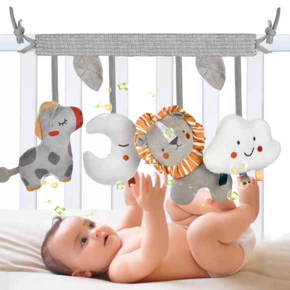 Activity-board - Kinderwagen-Spielzeug, Baby-Aktivitäts-Spiralkette, Baby-Hängespielzeug, Stoffspirale zum Greifen und Fühlen mit Glocke, One Size, Multicolor