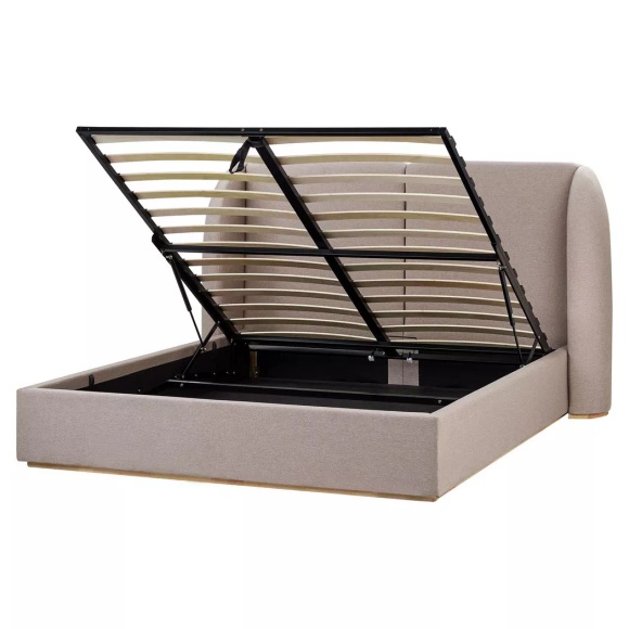 Beliani - Bett mit Stauraum aus Stoff MONESTIER, 160X200CM, Taupe