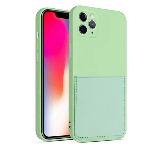 Silikon Case mit Kartenfach iPhone 11 Pro - Green