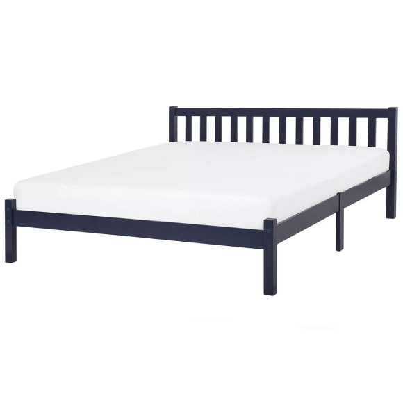 Beliani Holzbett marineblau Lattenrost 180 x 200 cm FLORAC