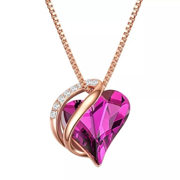 Kette Mit Anhänger Sterling Silber Roségold Verziert Mit Kristallen Von Swarovski® Amethyst Weiß Damen Goldrosa 45cm
