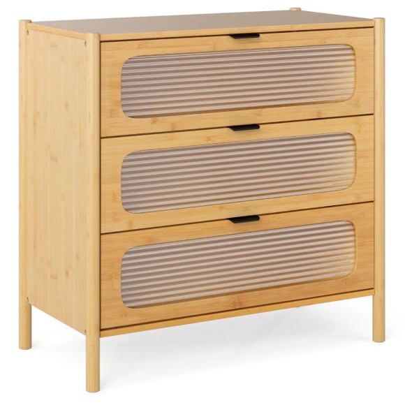 Northix - Bambus-Sideboard mit 3 Schubladen, 80cm, Braun