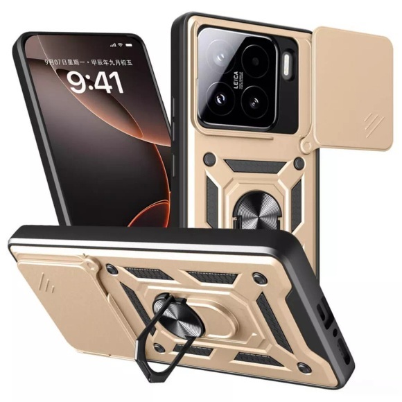 Cover-Discount - Xiaomi 15 Armor Case mit Kickstand, Gold