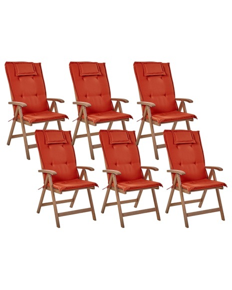 Set mit 6 Stühlen aus Akazienholz Rustikal AMANTEA Set mit 6 Stühlen aus Akazienholz Rustikal AMANTEA