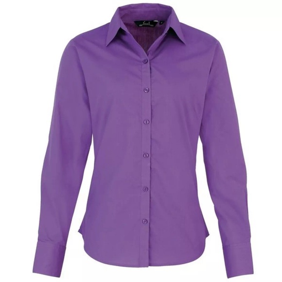 Popeline Bluse Arbeitshemd, Langärmlig Damen Violett 40