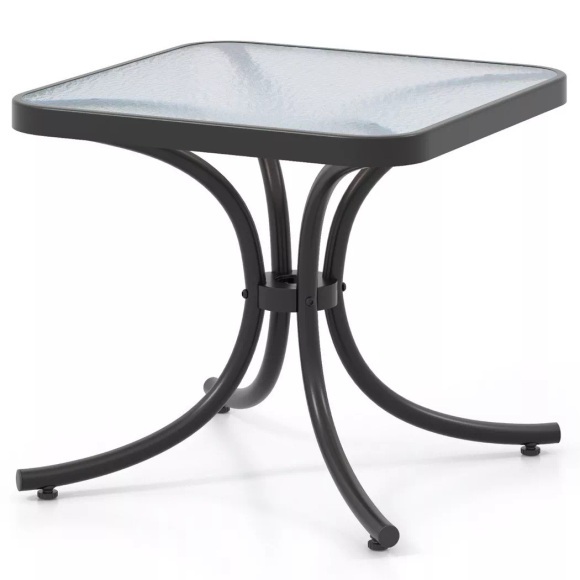 Northio - Beistelltisch mit Tischplatte aus Gehärtetem Glas Wetterfester Balkontisch Kleiner Gartentisch, 45cm