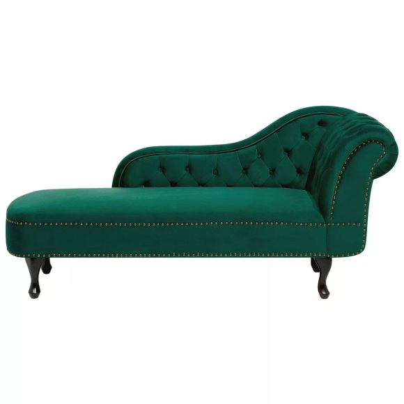 Beliani Chaiselongue Samtstoff grün rechtsseitig NIMES