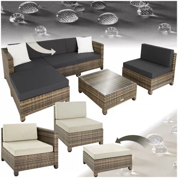 Rattan Lounge mit Aluminiumgestell inkl. Bezüge in 2 Farben Rattan Lounge mit Aluminiumgestell inkl. Bezüge in 2 Farben