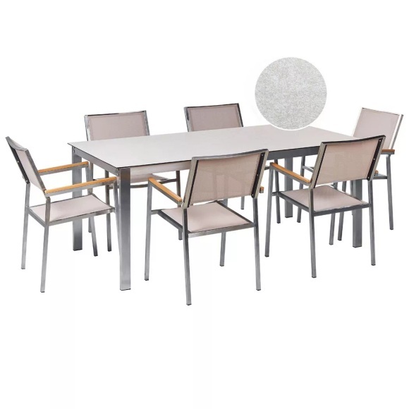 Gartentisch Set aus Sicherheitsglas Modern COSOLETOGROSSETO Gartentisch Set aus Sicherheitsglas Modern COSOLETOGROSSETO