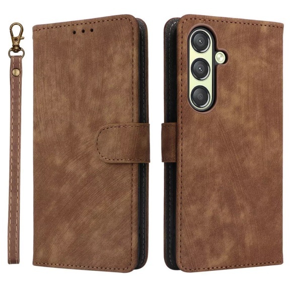 Cover-Discount - Galaxy S25 Ledertasche mit RFID Blocker, Braun