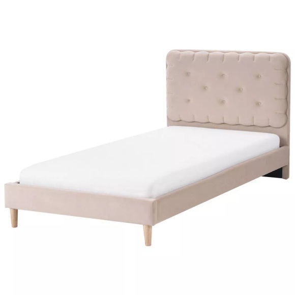 Beliani - Bett mit Lattenrost aus Samtstoff CORSAINT, 90x200 cm, Perle
