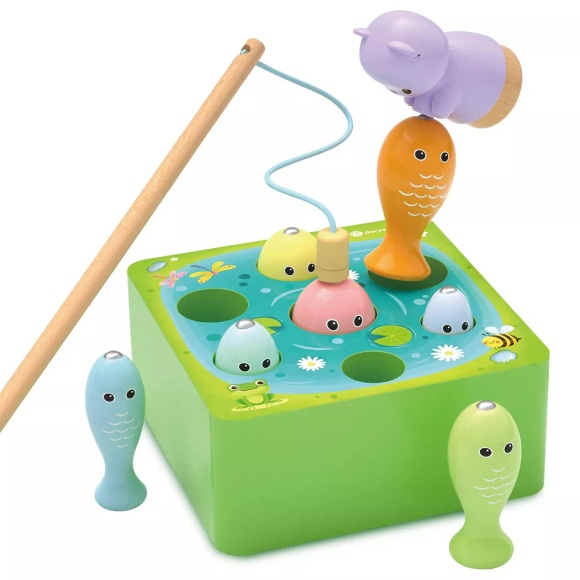 Activity-board - Holzspielzeug Motorikspielzeug für Kinder mit Angelspiel Sortierspiel, One Size, Rasengrün