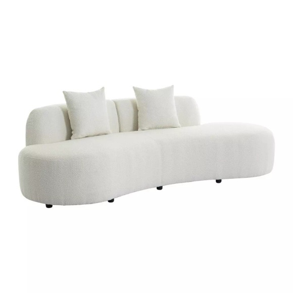 Sofa 3-Sitzer - Bouclé-Stoff - Weiß - BASILIANA Sofa 3-Sitzer - Bouclé-Stoff - Weiß - BASILIANA