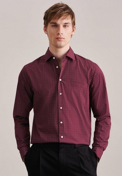 Business Hemd Shaped Fit Extra Langer Arm Druck Unisex Rot Bunt 41