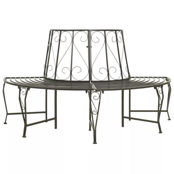 vidaXL Garten-Baumbank Halbrund 160 cm Stahl