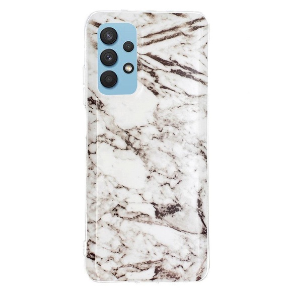 Galaxy A32 5G - Softes Silikon Gummi Case white Marble