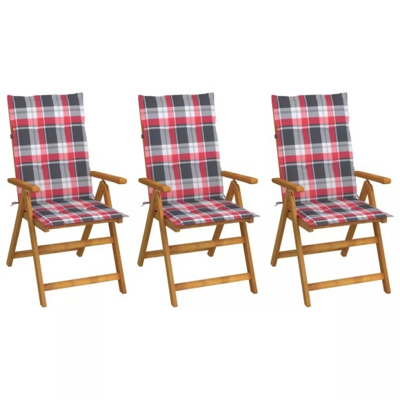 vidaXL Klappbare Gartenstühle 3 Stk. mit Auflagen Massivholz Akazie