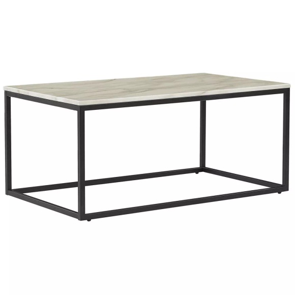 Beliani Couchtisch weiss/schwarz Marmor Optik DELANO
