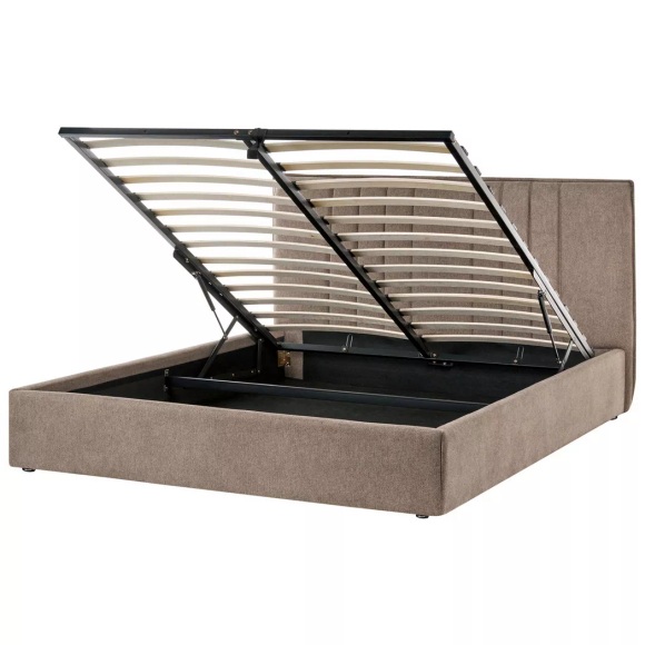 Beliani - Bett mit Stauraum aus Stoff TARASCON, 160X200CM, Taupe