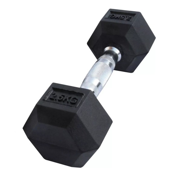 Sechseckige Hantel Aus Gummi | Mehrere Gewichte Unisex Schwarz 2.5KG
