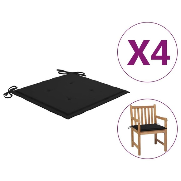 vidaXL Gartenstuhl-Sitzkissen 4 Stk. Schwarz 50x50x4 cm Stoff