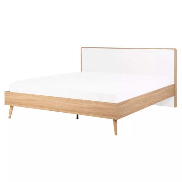 Beliani Bett heller Holzfarbton/weiss 160 x 200 cm SERRIS