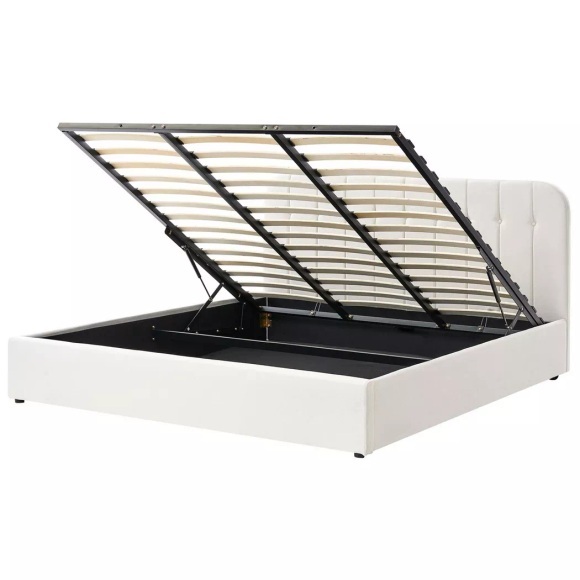 Beliani - Bett mit Stauraum aus Stoff Modern CHALLANS, 180x200 cm, Schneeweiss