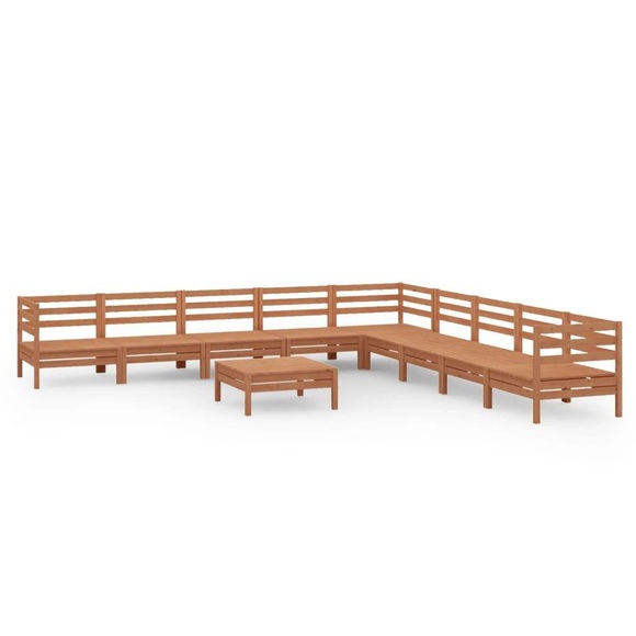 vidaXL 10-tlg. Garten-Lounge-Set Massivholz Kiefer Honigbraun