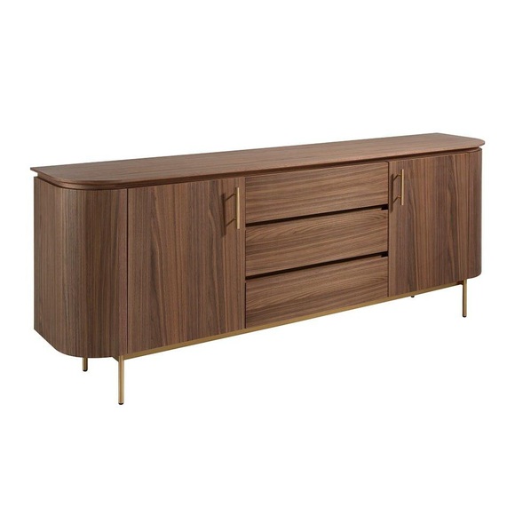 Sideboard aus Walnuss und goldenem Stahl Sideboard aus Walnuss und goldenem Stahl