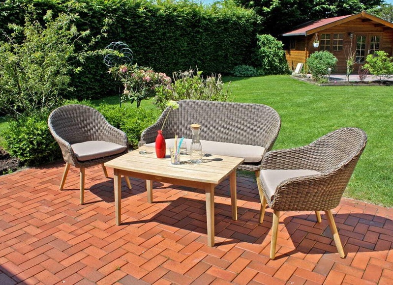 Garten Sitzgruppe Pueblo Akazie Natur (5-tlg) Unisex Braun ONE SIZE