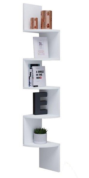 MID.YOU Eckregal in 19,6/123,6/19,6 cm weiss , Mintis , Holzwerkstoff , 19.6x123.6x19.6 cm , melaminharzbeschichtet,Nachbildung , 000657018401