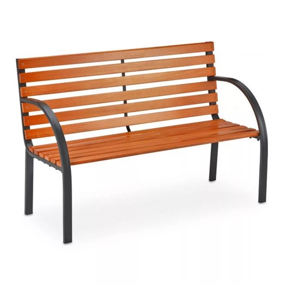 B2X - Gartenbank, Stahlgestell und Holz dunkelbraun, 130X45CM
