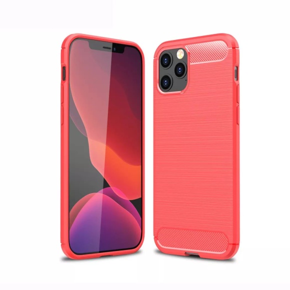 iPhone 12 Pro Max - Metall Carbon Look Gummi Hülle