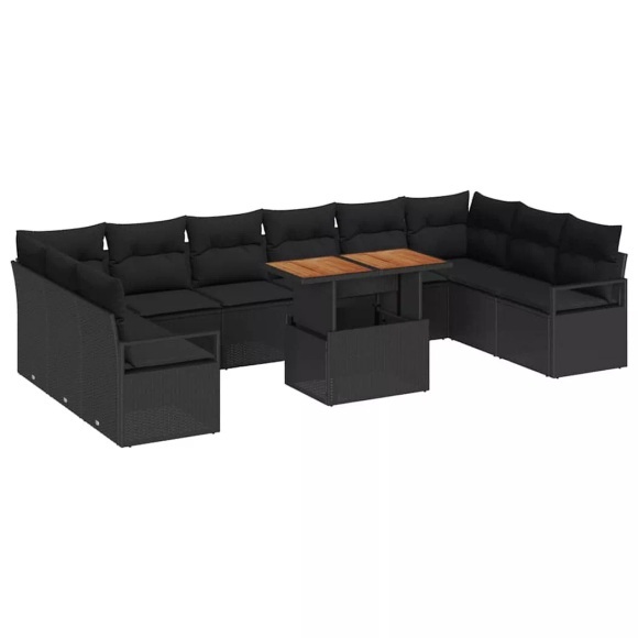 VidaXL - Garten-sofa-set poly-rattan, One Size, Schwarz