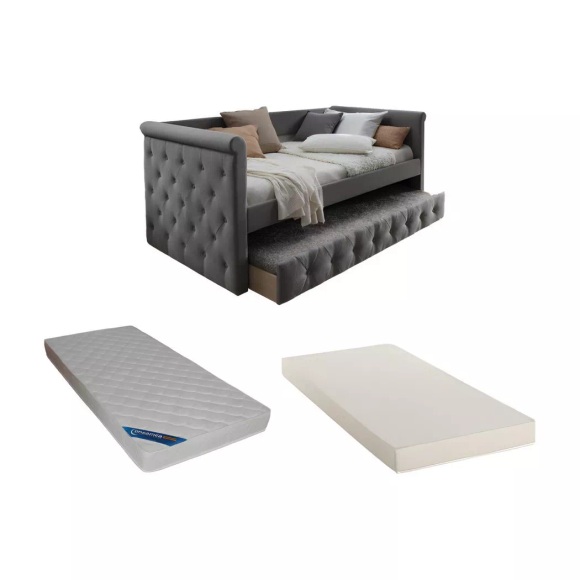 Ausziehbett Stoffsofa mit Lattenrost + Ausziehbett Stoffsofa mit Lattenrost +